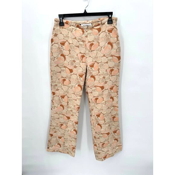 LELA ROSE Copper Gold & Pink Kick Flare Linen Cotton Silk Trouser Pants // 4